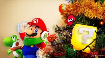 Un árbol de Navidad decorado de Nintendo