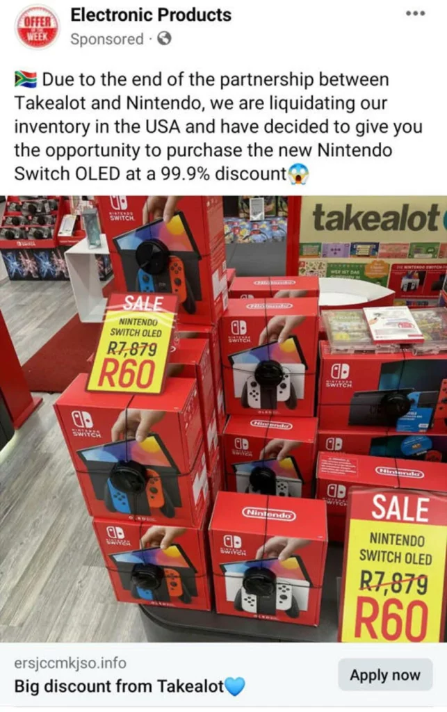 Nintendo Switch estafa