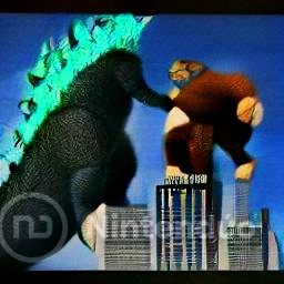 Dall-e Donkey Kong vs Godzilla 01