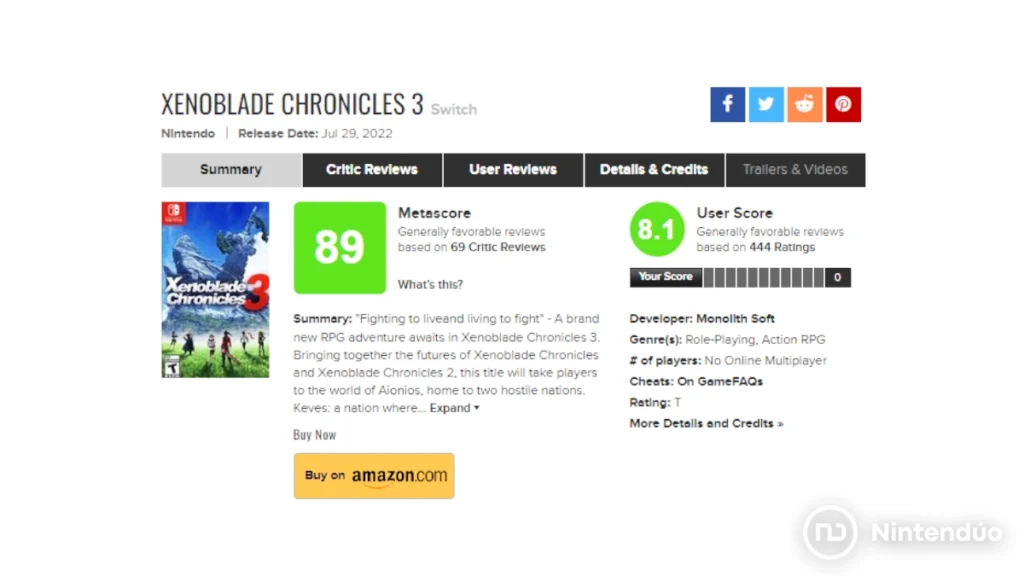 Xenoblade Chronicles 3 arrasa en Metacritic y ya es uno de los mejores JRPG  de Switch; estas son sus notas