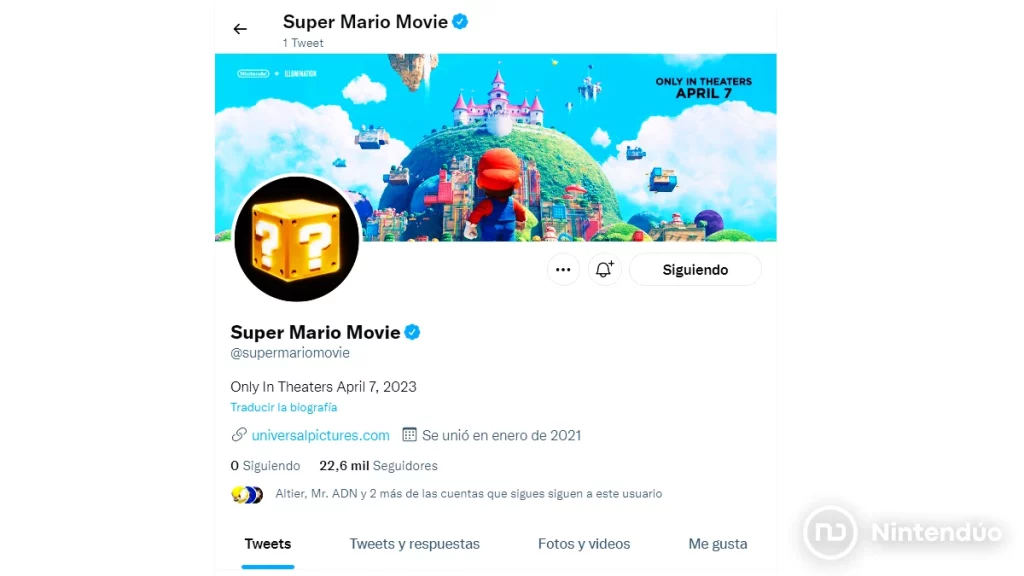 Cuenta Twitter Super Mario Movie
