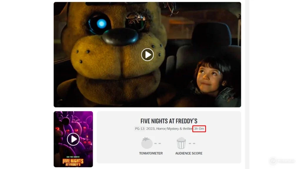 Duracion Pelicula FNAF