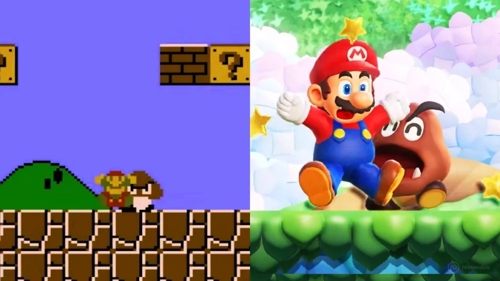 Super Mario Bros Wonder Mordisco Goomba Comparativa