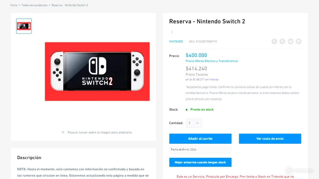 Reservar Nintendo Switch 2