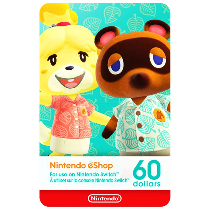 Tarjeta Prepago eShop Nintendo Switch 60 $ Animal Crossing
