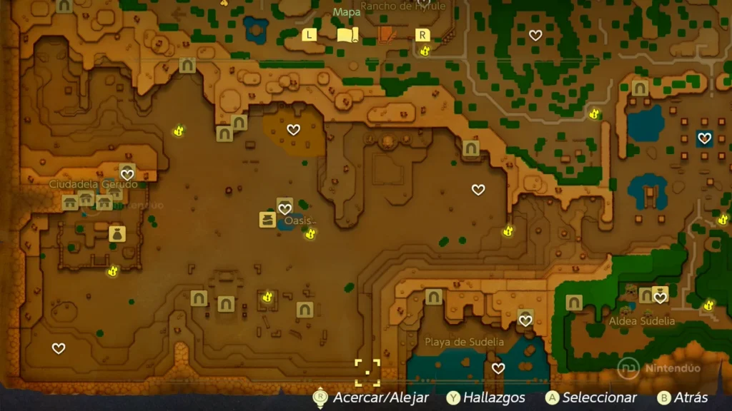 Mapa Suroeste Piezas Corazon Zelda Echoes Wisdom