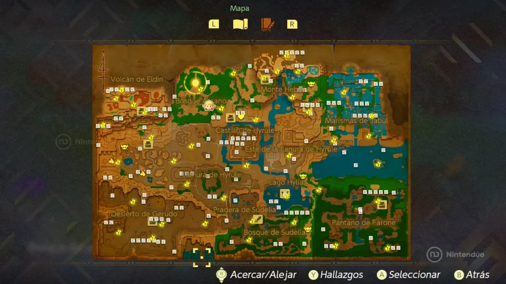 Mapa Piezas Poderilio Zelda Echoes of Wisdom Completo