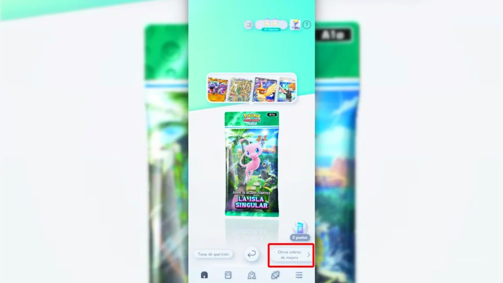 Abrir sobres de mejora antiguos JCC Pokémon Pocket