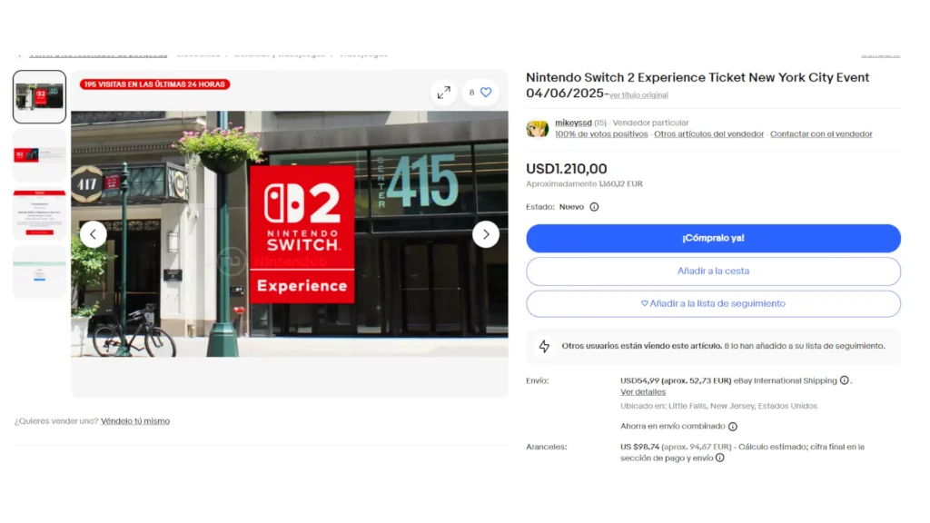 ebay entradas switch 2 experience tour