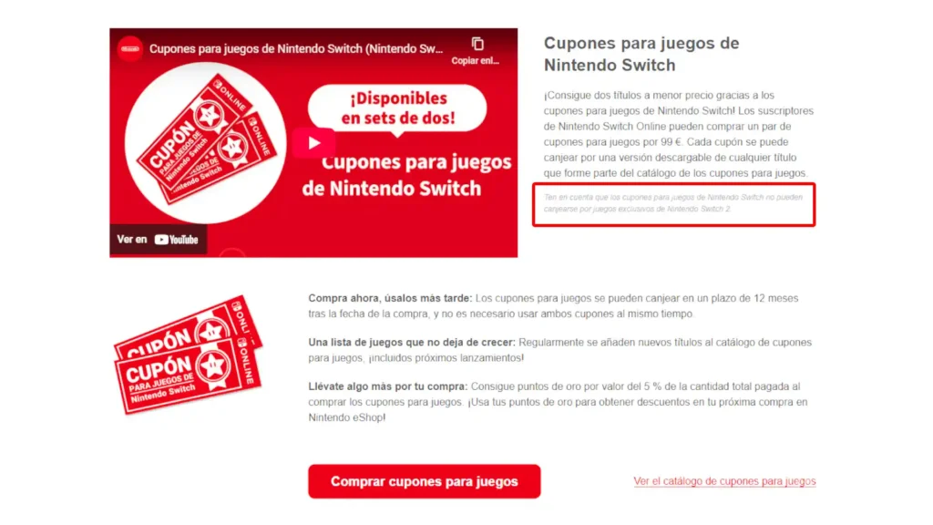 Cupones Juegos nintendo Switch 2