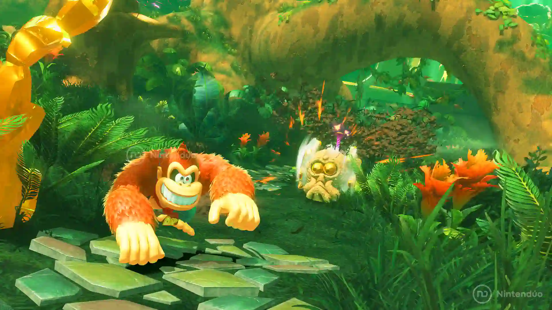 Donkey Kong sonriendo en Bananza