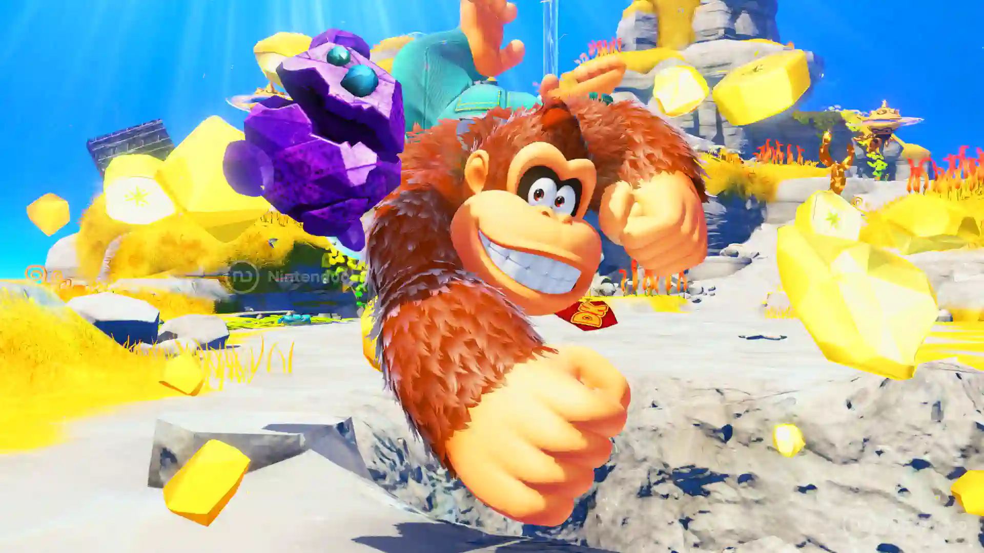 Donkey Kong consiguiendo una banana en Donkey Kong Bananza