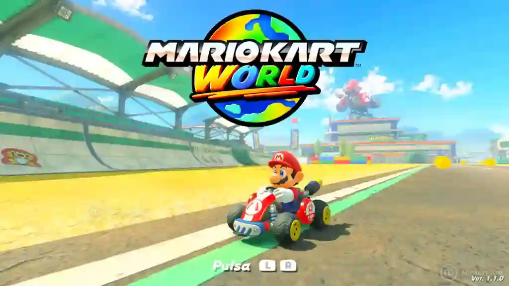 Pantalla de inicio de Mario Kart World