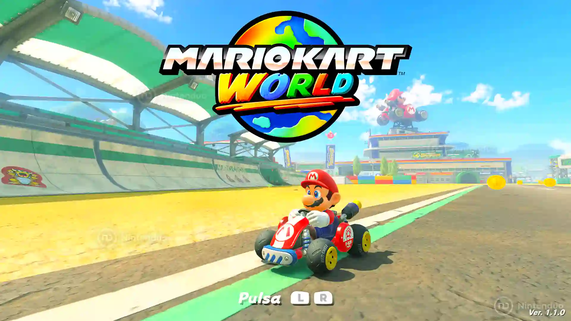 Pantalla de inicio de Mario Kart World