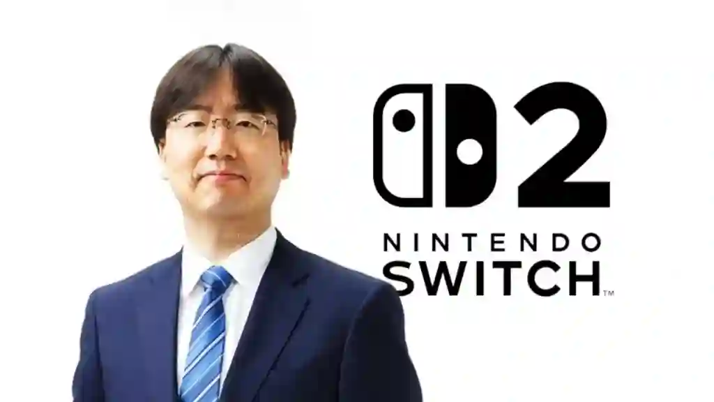 Shuntaro Furukawa, presidente de Nintendo, posando con traje junto al logotipo de Nintendo Switch 2 (D2), anticipando nuevos detalles sobre la consola.