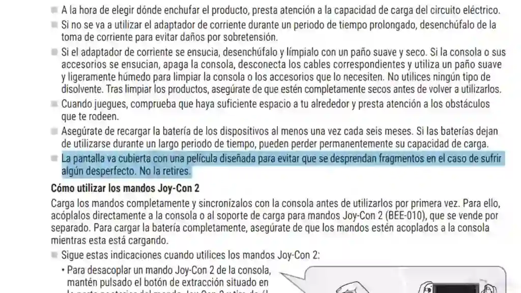 Manual Protector Nintendo Switch 2