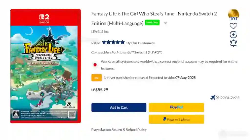 Fantasy Life i Switch 2 Fisico