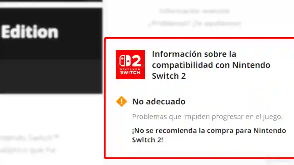 Aviso Compatibilidad Juegos Nintendo Switch 2