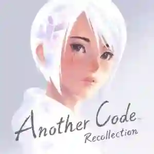 Another Code Recollection: retrato de una joven de cabello blanco con expresión melancólica y lágrima en la mejilla junto al logo del juego