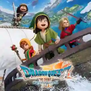 Dragon Quest VII Reimagined: imagen promocional del juego con personajes en estilo chibi y colores vibrantes (imagen inicialmente invisible)