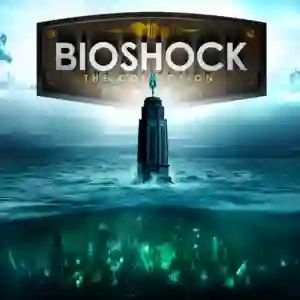 Portada de BioShock: The Collection con un faro emergiendo del mar y la ciudad de Rapture sumergida brillando bajo el agua.