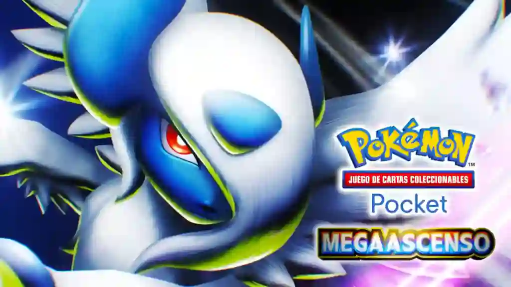 Mega-Absol promocionando la expansíon Megaascenso de Pokémon TCG Pocket junto al logo del juego y el título Megaascenso. Mega-Absol promocionando la expansíon Megaascenso de Pokémon TCG Pocket junto al logo del juego y el título Megaascenso.