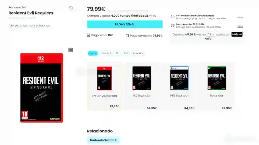 Precio resident Evil Requiem Switch 2
