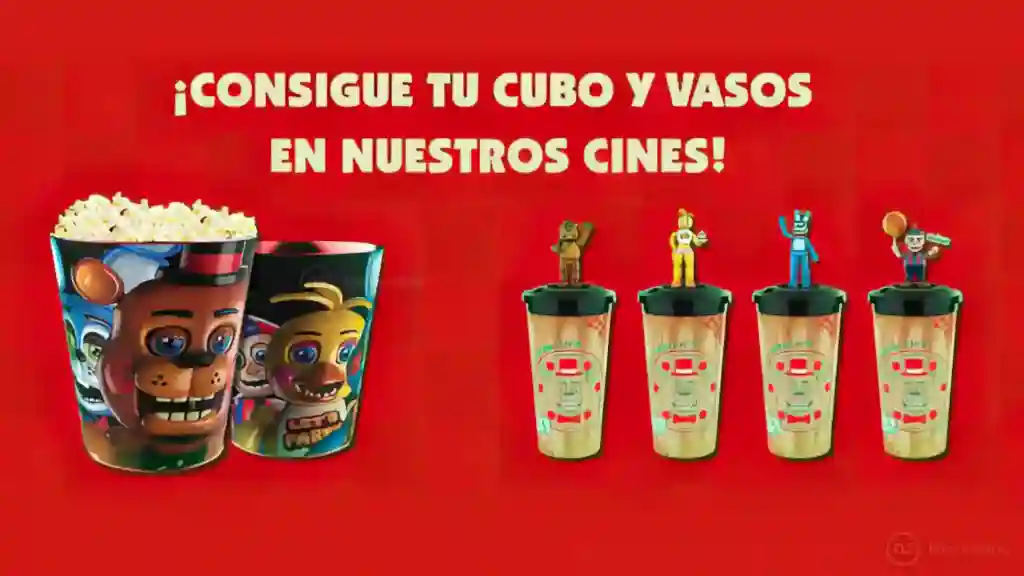 Cubos de palomitas y vasos FNAF 2 Pelicula Kinepolis