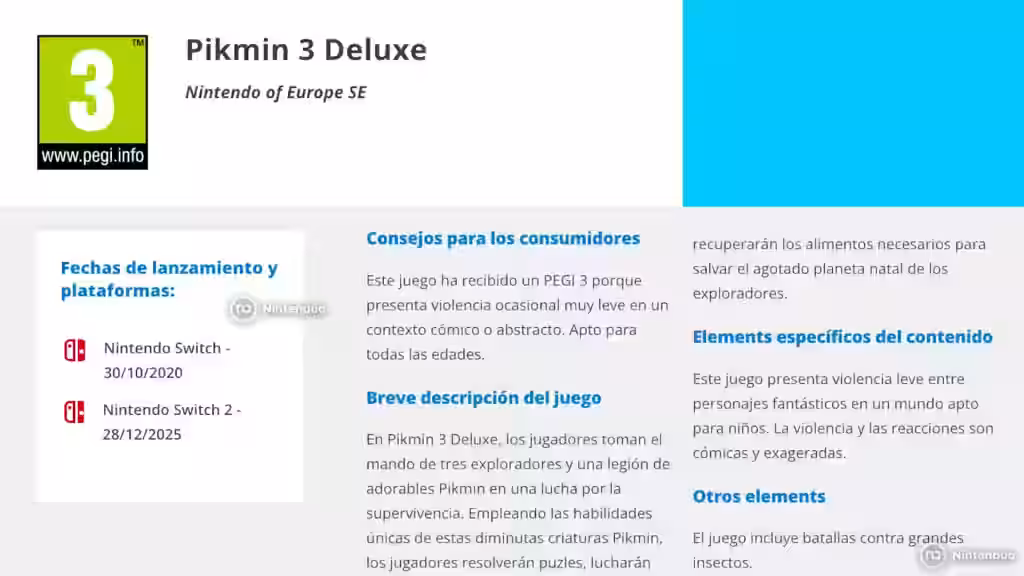 Pikmin 3 Deluxe Switch 2 PEGI
