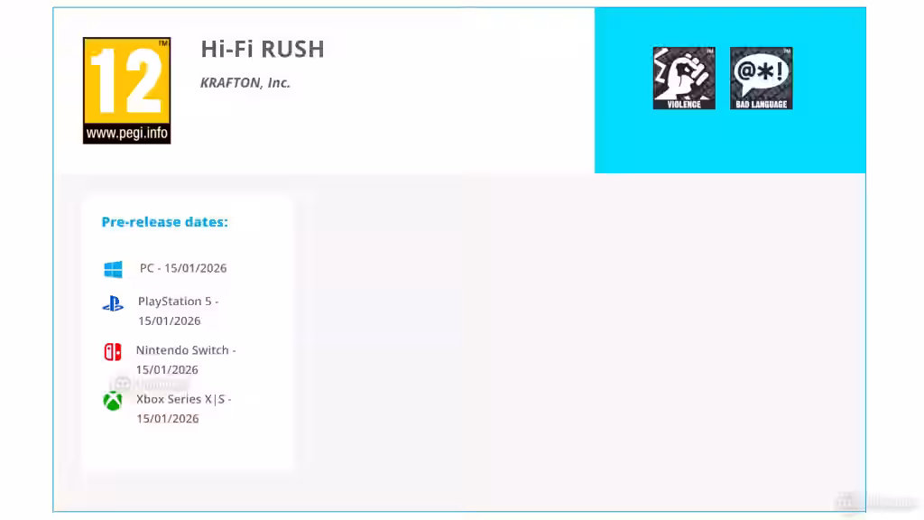 Hi Fi Rush Switch PEGI