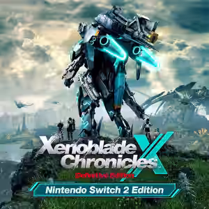 Skell de Xenoblade Chronicles X Definitive Edition posando en un paisaje alienígena con el logo Nintendo Switch 2 Edition.