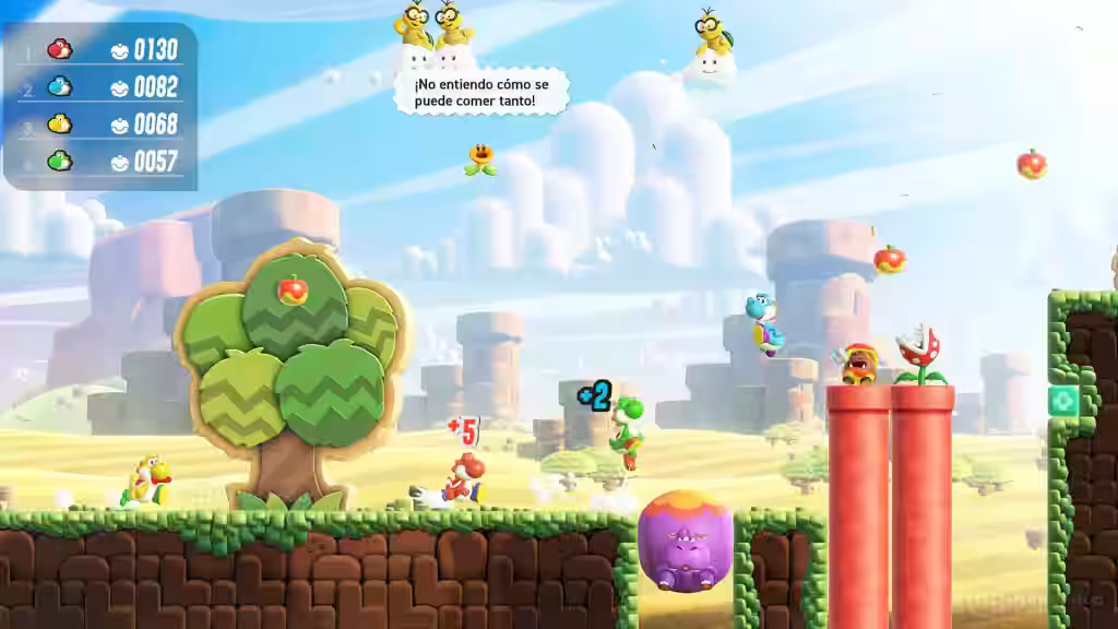Lakitus y plantas pirañas en Mario Wonder.