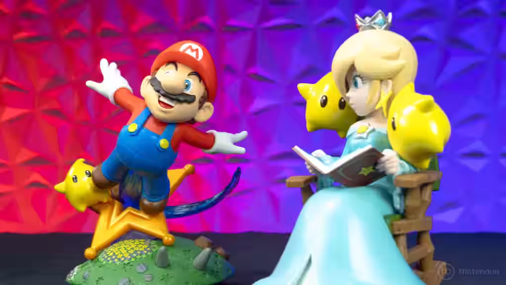 Amiibo de Estela y Super Mario de Super Mario Galaxy.
