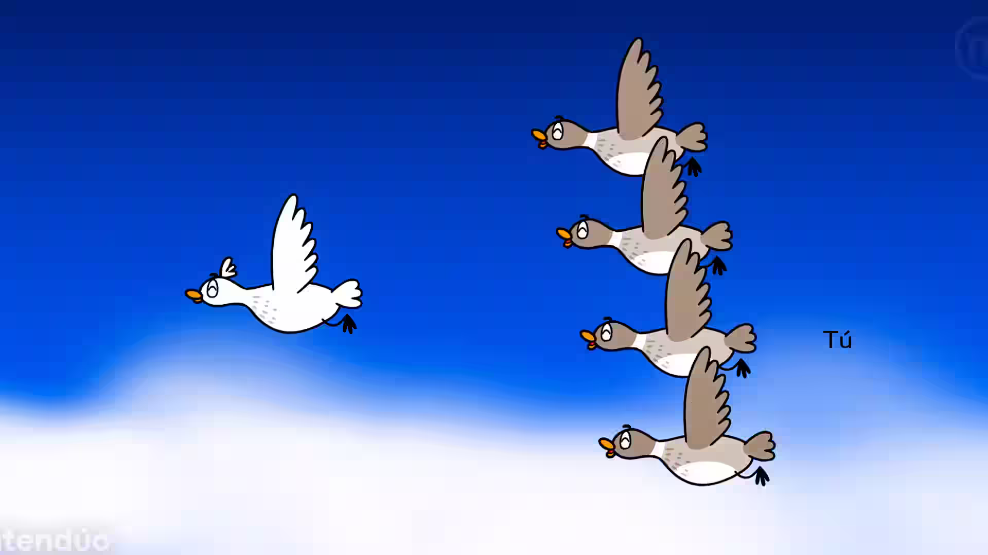 Una bandada de gansos vuela con un ganso marcado como “Tú” en Rhythm Paradise Groove para Nintendo Switch.